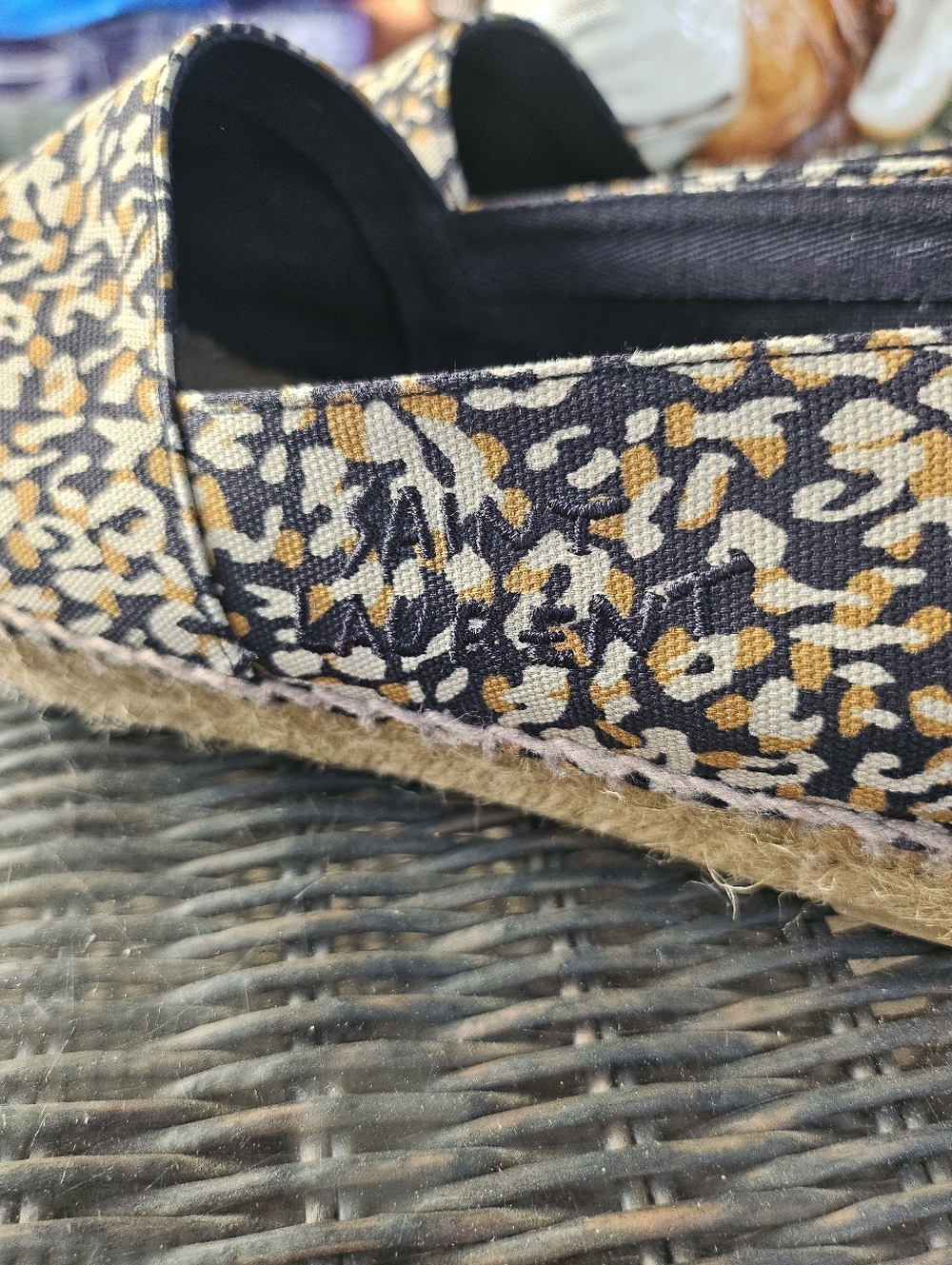 Saint Laurent Leopard Abstract Animal Print Canvas espadrilles Size 39 Italy - Picture 6 of 13